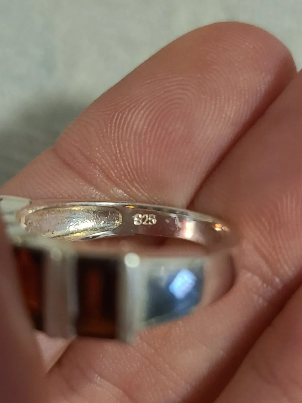 Baguette cut Garnet sterling silver ring size 7